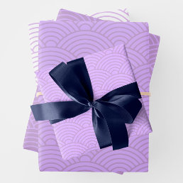 Japanese Seigaiha Wave | Liliac Purple Wrapping Paper Sheets