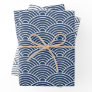 Japanese Seigaiha Wave | Navy Blue Wrapping Paper Sheets