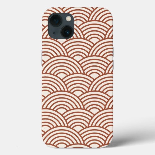 Japanese Seigaiha Wave Rust Terracotta iPhone 13 Case