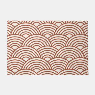 Japanese Seigaiha Wave Rust Terracotta Doormat