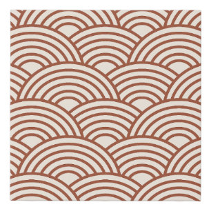 Japanese Seigaiha Wave Rust Terracotta Faux Canvas Print