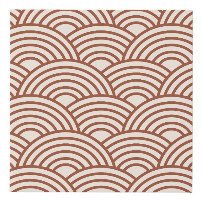 Japanese Seigaiha Wave Rust Terracotta Faux Canvas Print (Front)
