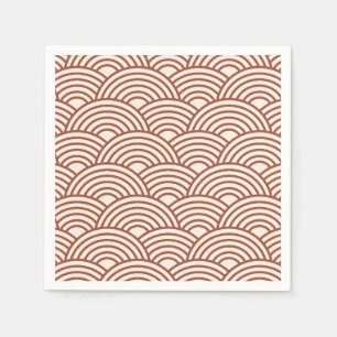 Japanese Seigaiha Wave Rust Terracotta Napkins