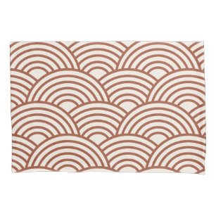 Japanese Seigaiha Wave Rust Terracotta Pillow Case