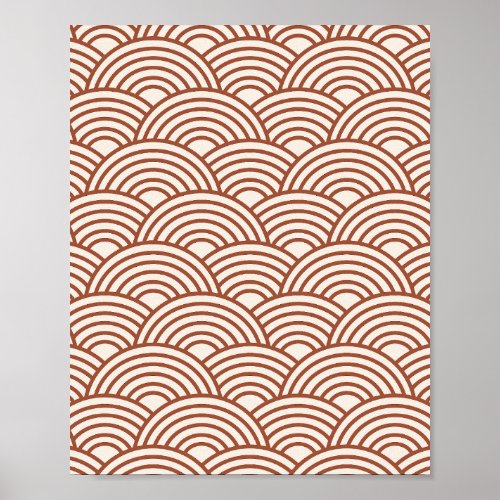 Japanese Seigaiha Wave Rust Terracotta Poster