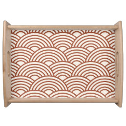 Japanese Seigaiha Wave Rust Terracotta Serving Tray
