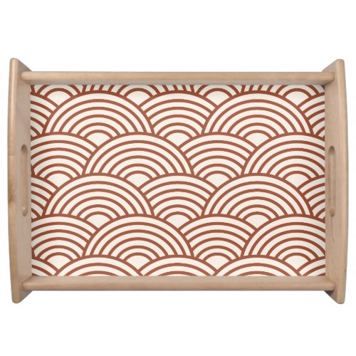 Japanese Seigaiha Wave Rust Terracotta Serving Tray