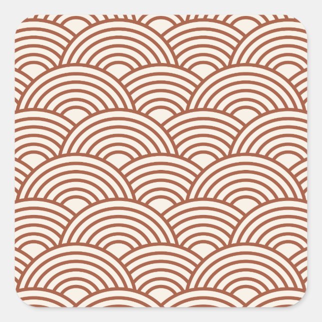 Japanese Seigaiha Wave Rust Terracotta Square Sticker (Front)