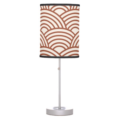 Japanese Seigaiha Wave Rust Terracotta Table Lamp