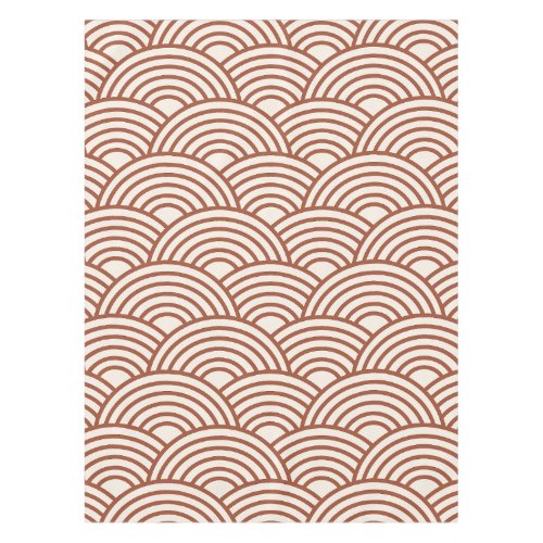 Japanese Seigaiha Wave Rust Terracotta Tablecloth