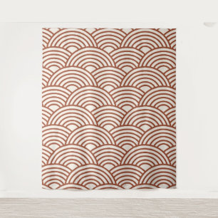Japanese Seigaiha Wave Rust Terracotta Tapestry