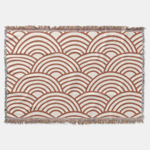 Japanese Seigaiha Wave Rust Terracotta Throw Blanket