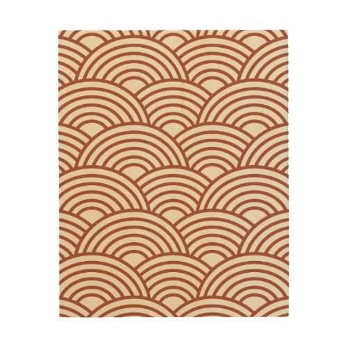 Japanese Seigaiha Wave Rust Terracotta Wood Wall Art