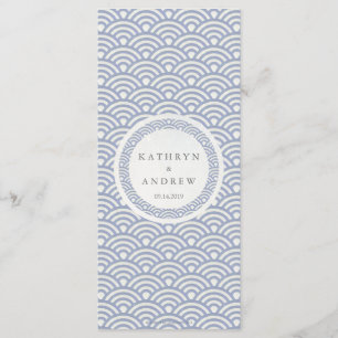 Japanese Seigaiha Waves Elegant Beach Wedding Menu