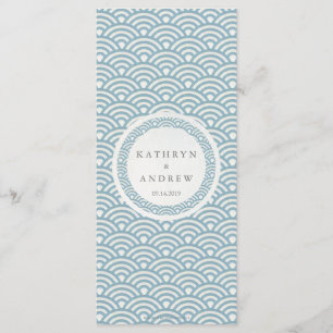 Japanese Seigaiha Waves Elegant Beach Wedding Menu