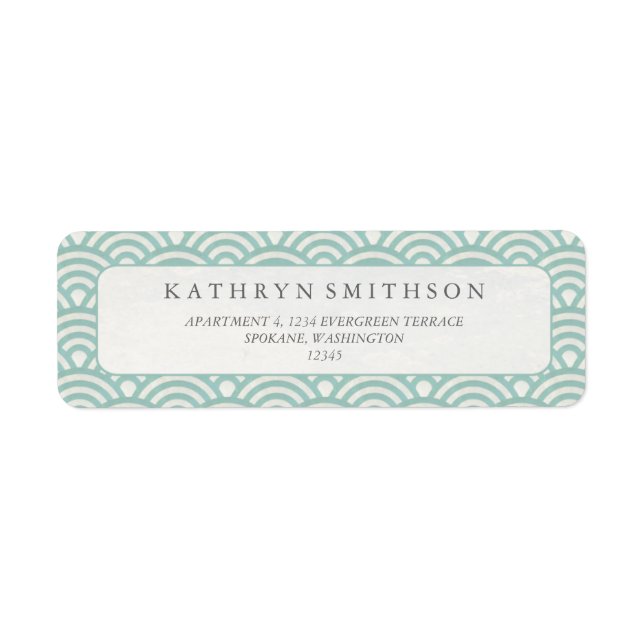Japanese Seigaiha Waves Elegant Seafoam Green Label (Front)