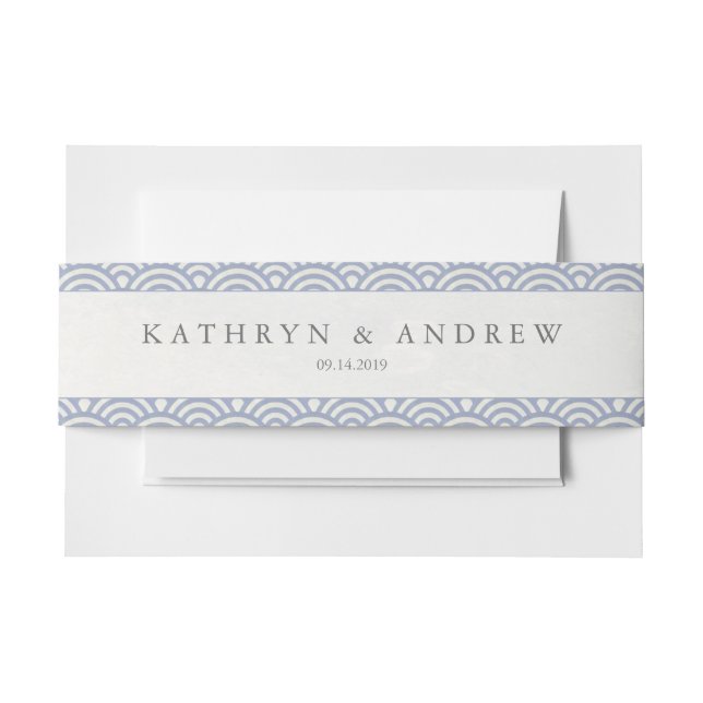 Japanese Seigaiha Waves Modern Soft Purple Blue Invitation Belly Band (Front Example)