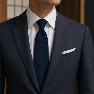 Japanese Seigaiha Waves Monochrome Luxury Neck Tie