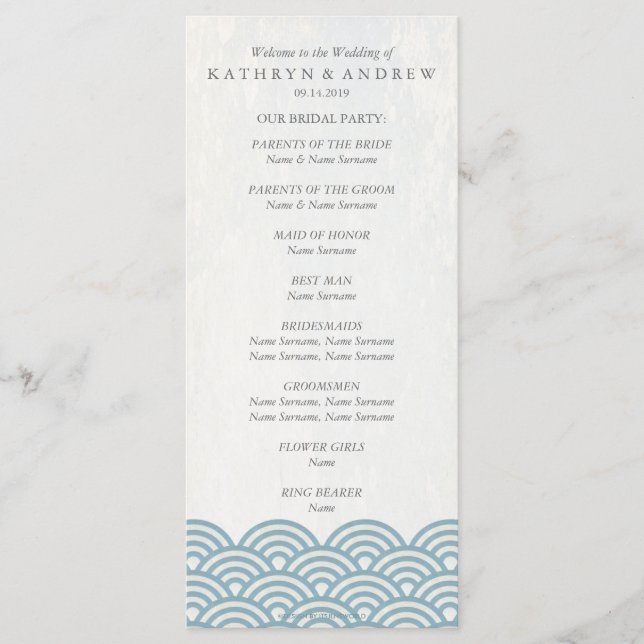 Japanese Seigaiha Waves Program/Order of Service Program (Front)