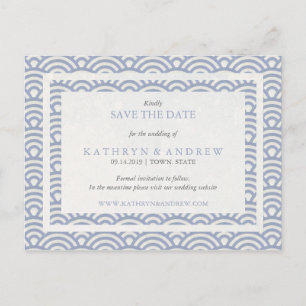 Japanese Seigaiha Waves Save The Date No Photo Announcement Postcard