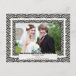 Japanese Seigaiha Wedding Thank You/Custom Photo Postcard