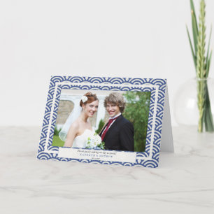 Japanese Seigaiha Wedding Thank You/Custom Text Letterpress Thank You Card