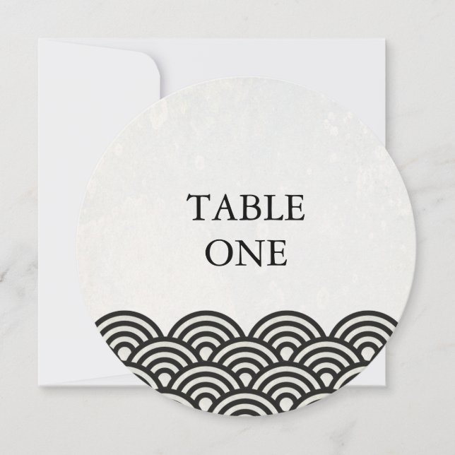 Japanese Seigha Stylized Waves Round Table Number (Front)