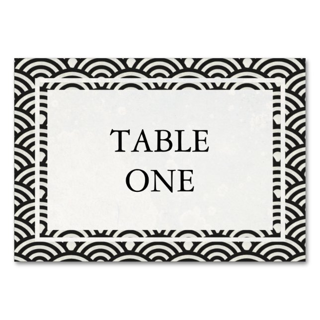 Japanese Seigha Stylized Waves Table Number (Front)