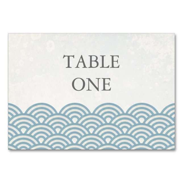 Japanese Seigha Stylized Waves Table Number (Front)