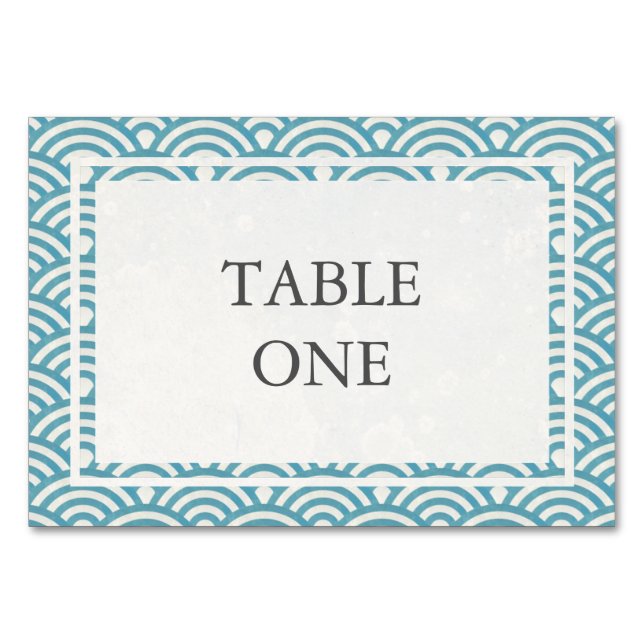 Japanese Seigha Stylized Waves Table Number (Front)
