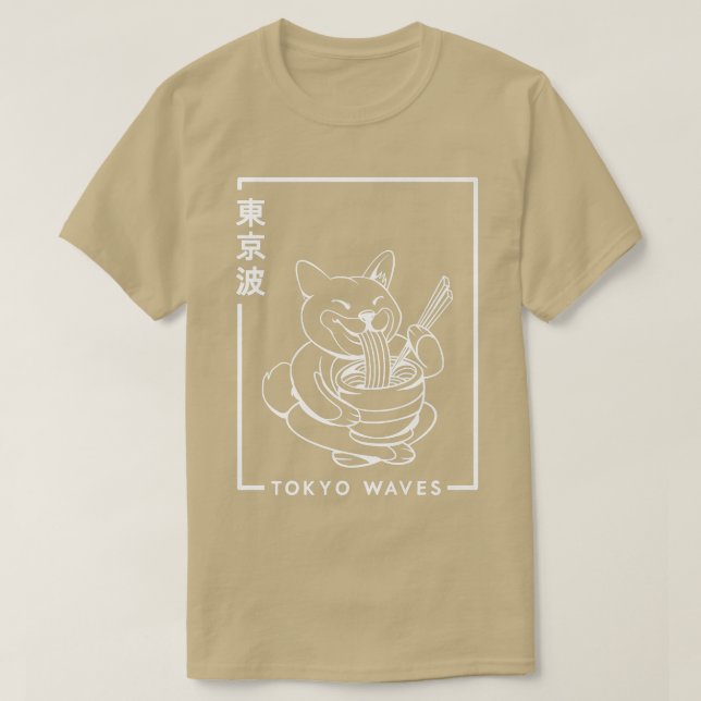 Japanese Shiba Inu Dog Eating Ramen Minimalistic J T-Shirt (Design Front)