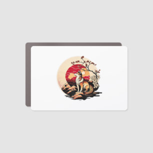 Japanese Shiba Inu Dog Sunset Ukiyo e Style Car Magnet