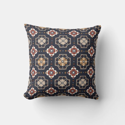 Japanese shibori navy blue terracotta ornamental throw pillow