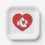 Japanese Shin Kanji Kokoro Heart 心 Paper Plates