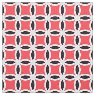 Japanese Shippo pattern - coral pink & grey Fabric