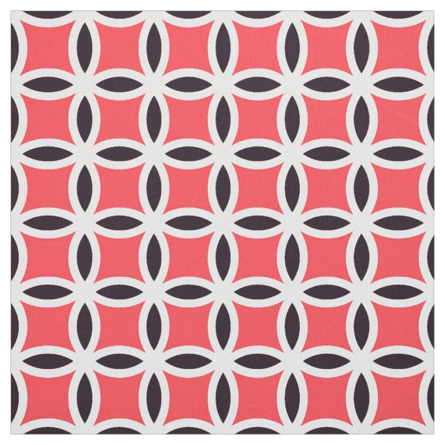 Japanese Shippo pattern - coral pink & grey Fabric (Swatch)