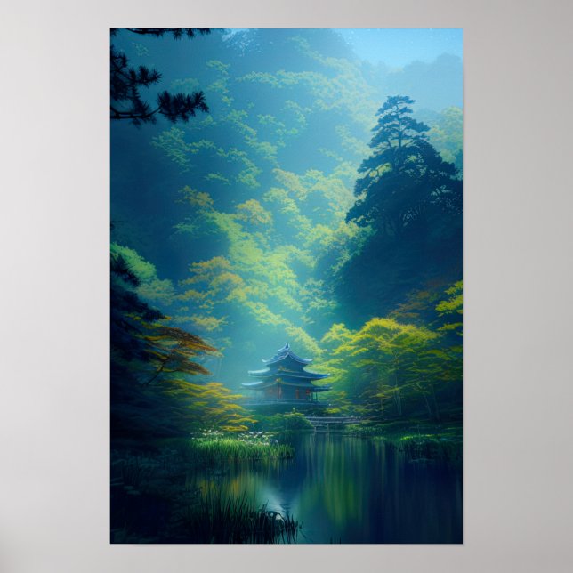 Japanese Shrine in the Heart of the Forest Poster (Front)