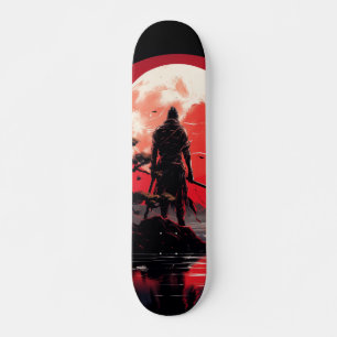 Japanese Skateboard Samurai Watching At Night