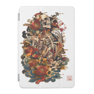 Japanese Skeleton Art Gothic Floral Skull iPad Mini Cover
