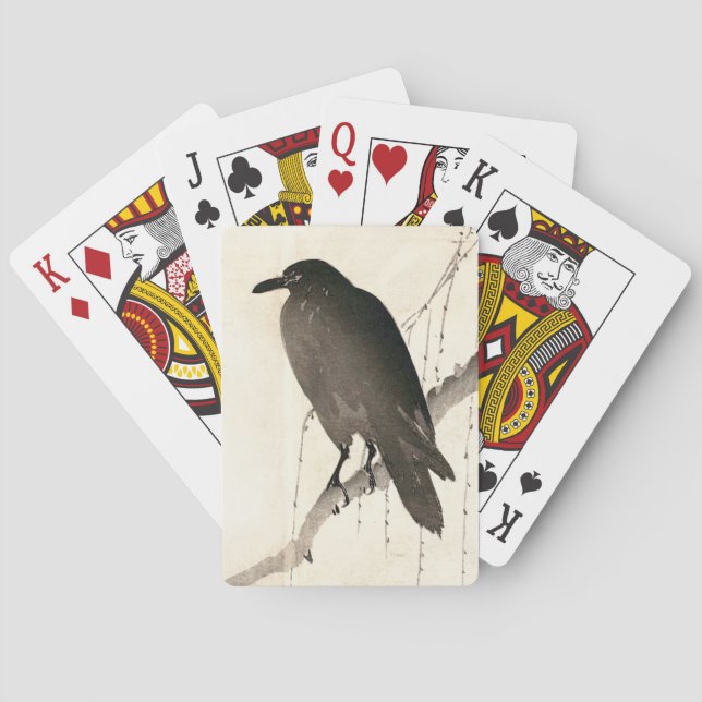Japanese sketch of a raven poker cards (Back)