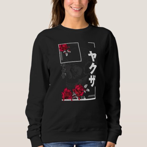 Japanese Skull Rose Pastel Goth Clothes Aesthetic  Sweatshirt