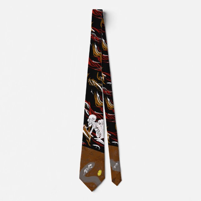 japanese skull & skull mole neck tie (Front)