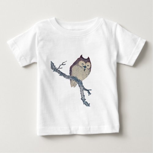Japanese Sleeping Owl Night Artwork Baby T_Shirt