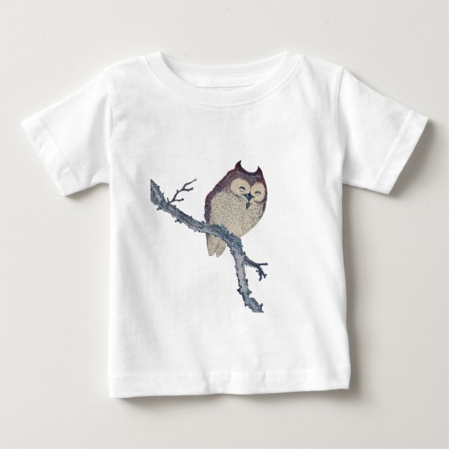 Japanese Sleeping Owl Night Artwork Baby T-Shirt (Front)