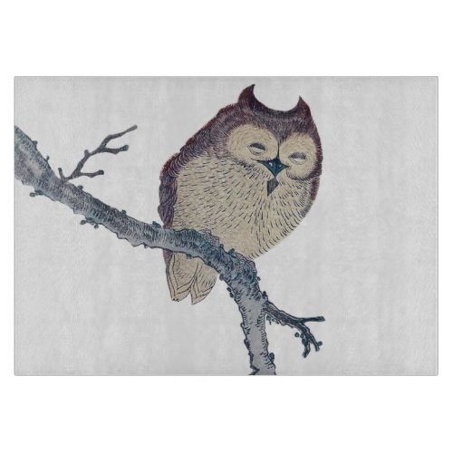 Japanese Sleeping Owl Night Artwork Cutting Board