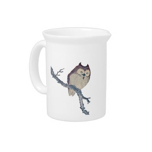 Japanese Sleeping Owl Night Artwork Drink Pitcher