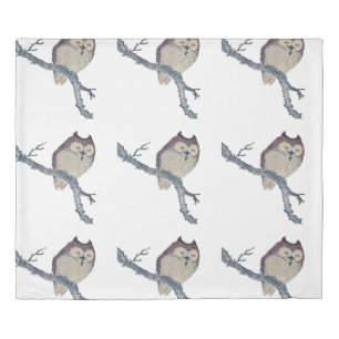 Japanese Sleeping Owl Night Artwork Duvet Cover