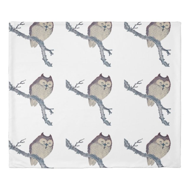 Japanese Sleeping Owl Night Artwork Duvet Cover (Front)