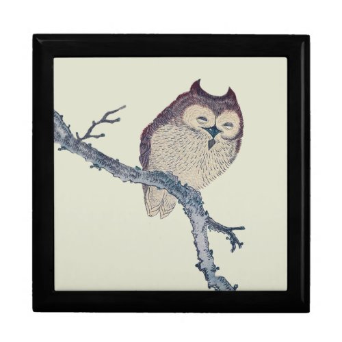 Japanese Sleeping Owl Night Artwork Jewelry Box