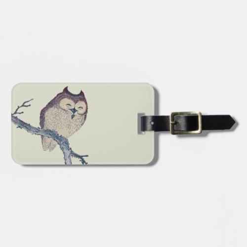 Japanese Sleeping Owl Night Artwork Luggage Tag